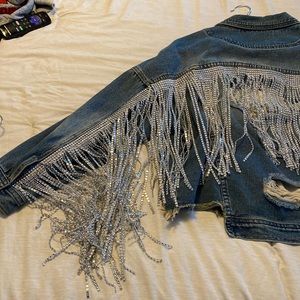 CUSTOM Sparkle Fringe Western Denim Jacket